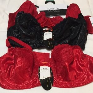 3 New Bras.  Sofia Vergara Red 38B, 2 Gina Intimates Red & Black size 36C
